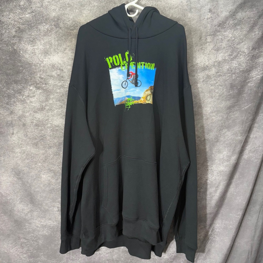 Polo Ralph Lauren Expedition Mountain Bike Graphic Hoodie Sweatshirt 4XLT Black